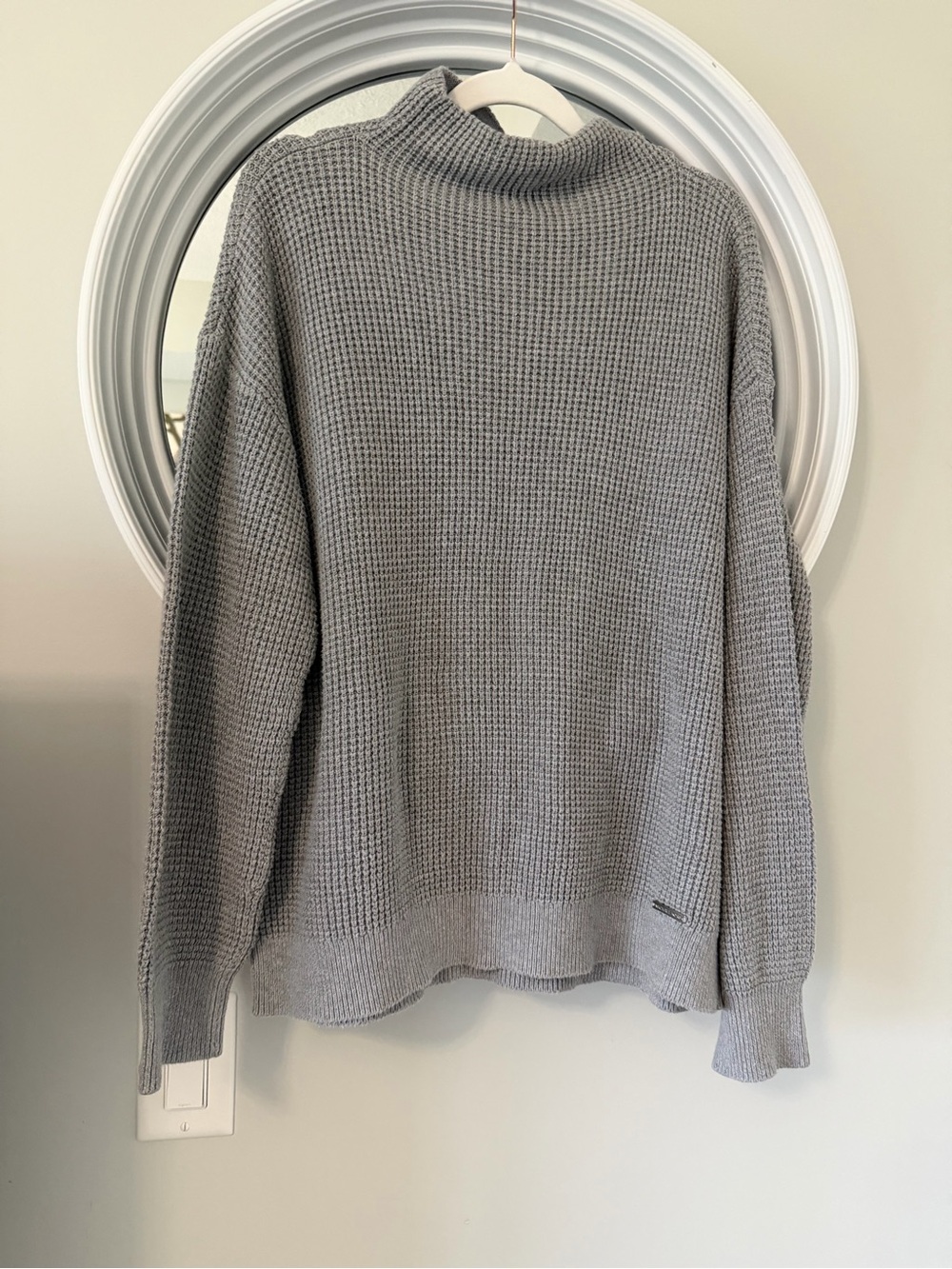Michael Kors Light Gray Waffle Knit Turtleneck Sweater